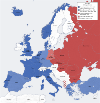 Division of Europe during the Cold War. Blue =... Division of Europe during the Cold War. Blue =...