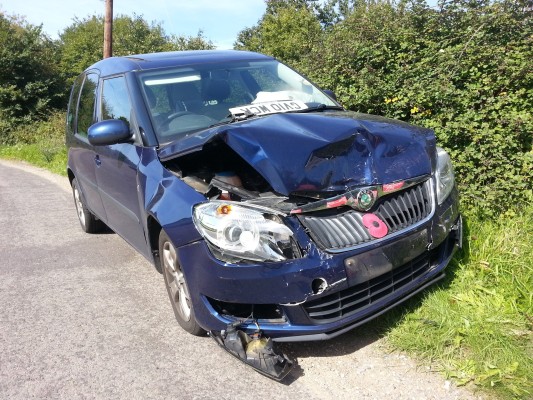 my blue car after the car crash