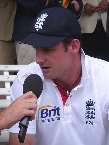 English: Andrew Strauss being interviewed at t...