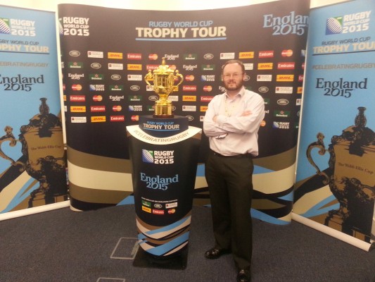 Me helping to promote the Rugby World Cup as part of tending leaders at work!