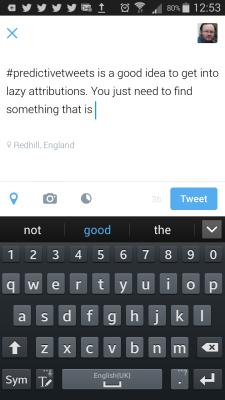 Predictive tweets game in progress