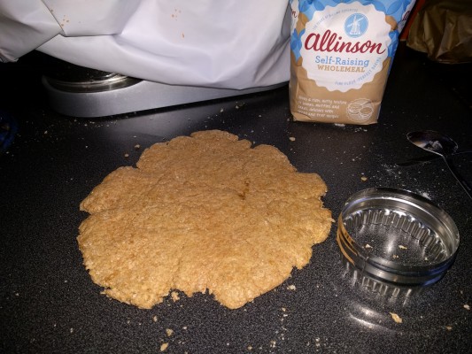 rolled out dough for the digestive biscuits