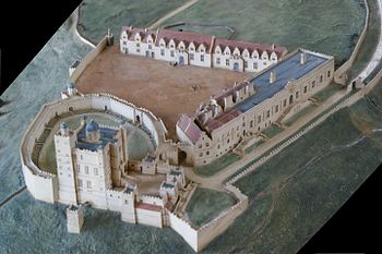 English: Bolsover Castle, 17th century Model o... English: Bolsover Castle, 17th century Model o...