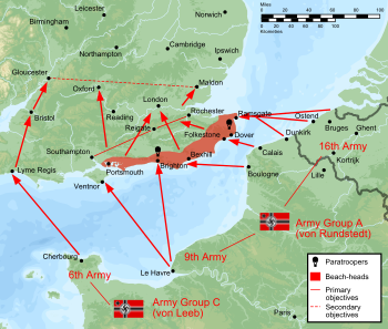 English: Plan of battle of Operation Sealion, ... English: Plan of battle of Operation Sealion, ...