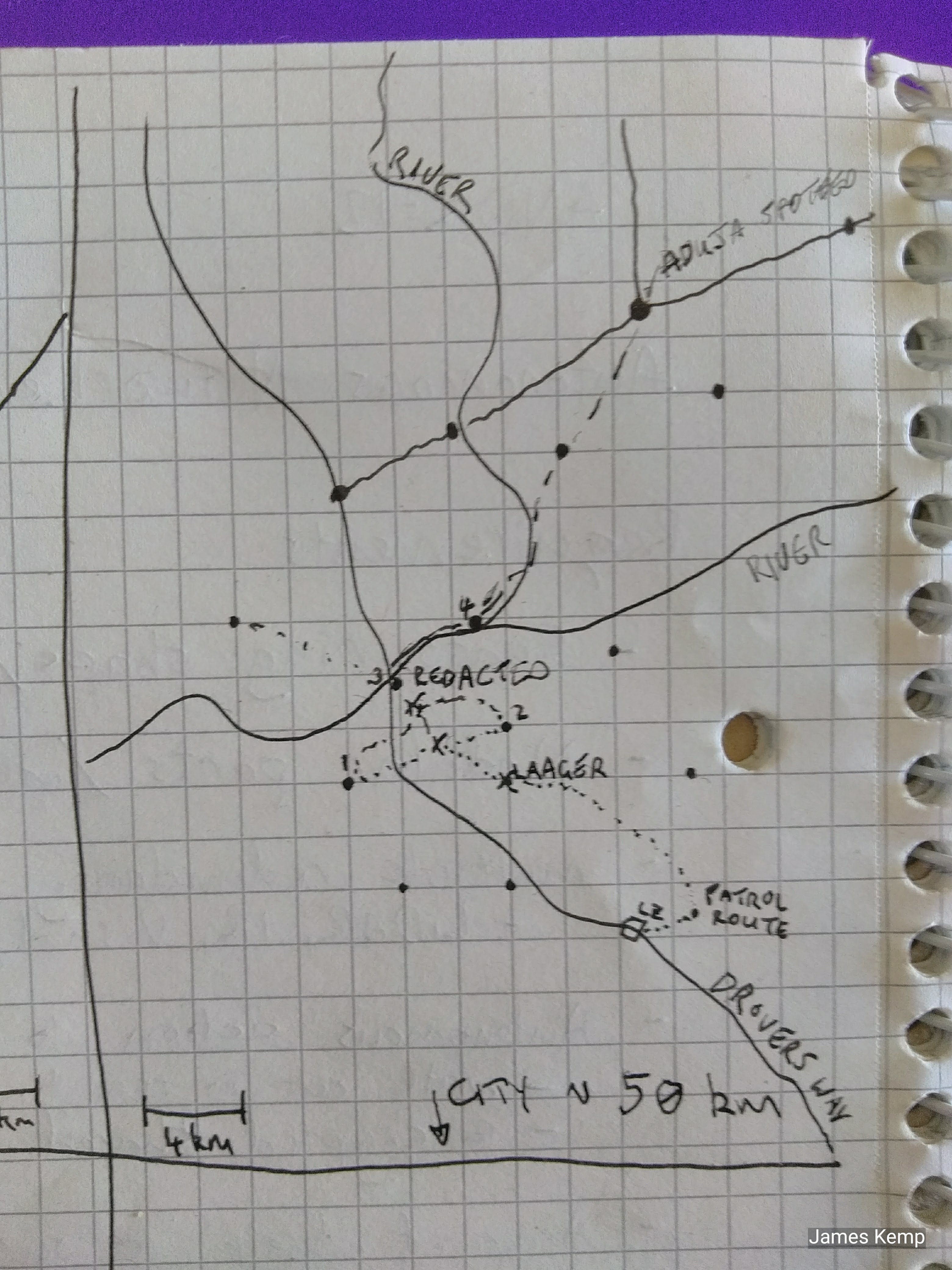 Sketch map of the area of operations in First Mission ANDR12