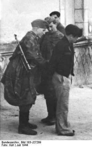 French resistance fighters being arrested, France, Jul 1944